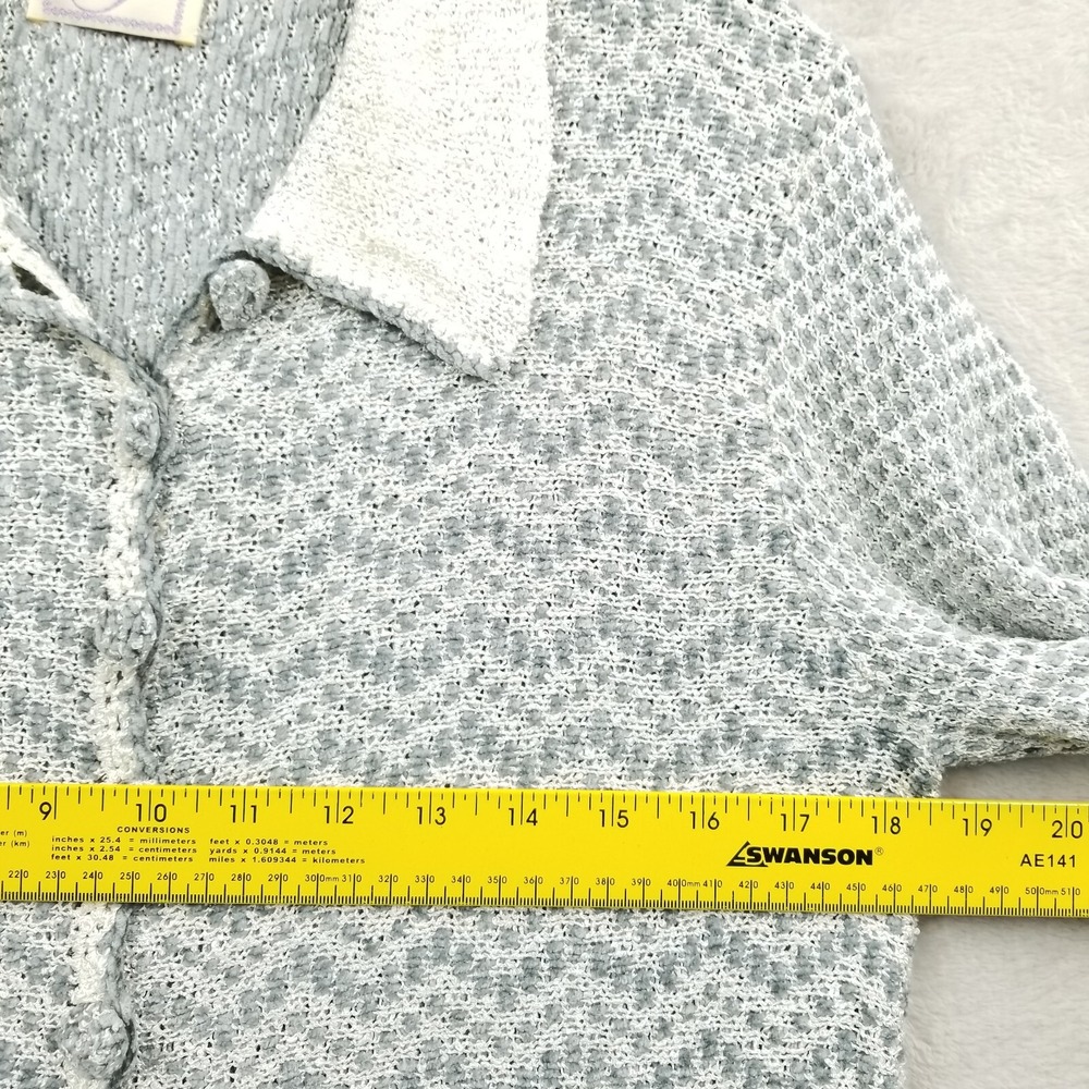 Isabelle Cardigan Women M Gray Chenille Notch Hem Long Sleeve Sweater Cottage - Picture 5 of 11